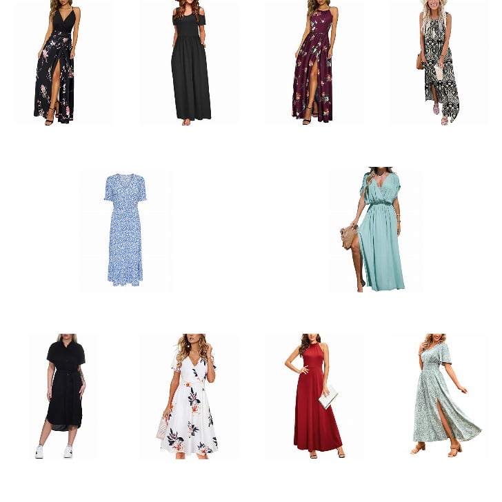 Shownicer Sommerkleid Lang Mit Blumenprint - Boho Maxikleid Mit V-Ausschnitt & 3/4 Ärmel